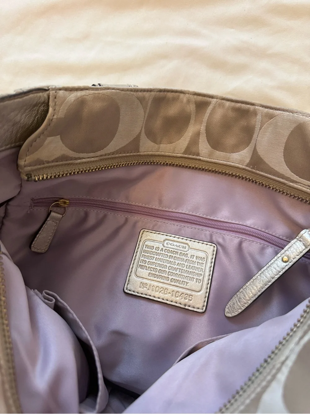 Coach | Y2K Signature Colette tote metallic gold leather trim